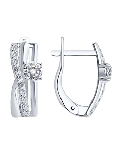 Серьги из белого золота с фианитами Sokolov