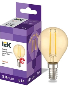 Лампа светодиодная LLF-G45-5-230-30-E14-CLG филаментная G45 шар золото 5Вт 230В 2700К E14 серия 360° Iek