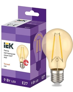 Лампа светодиодная LLF-A60-9-230-30-E27-CLG филаментная A60 груша золото 9Вт 230В 2700К E27 серия 360° Iek