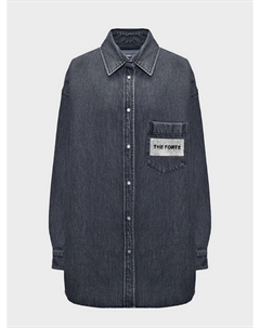 Джинсовая рубашка с лого из страз на груди Forte dei marmi couture