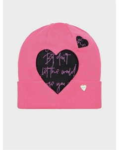Розовая шапка с декором "сердце" Il trenino