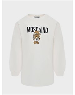 Платье с логотипом и принтом мишек, кремовое Moschino