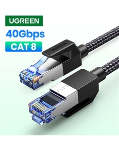 Патч-корд FFTP кат.8, 1 м, RJ45-RJ45, черный, CU, экранированный, LSZH, NW153 (80429) Ugreen