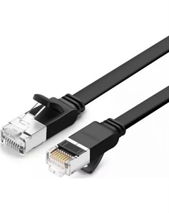 Патч-корд UTP кат.6, 1 м, RJ45-RJ45, черный, CU, экранированный, плоский, NW101 (50184) Ugreen