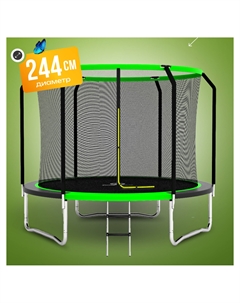 Батут детский каркасный с защитной сеткой диаметр 244 см. цвет зеленый, Зеленый Jumpy jump