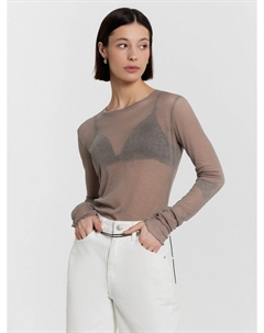 Лонгслив женский полупрозрачный кофейный Mark formelle