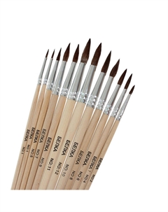 Набор кистей для рисования, белка, 12 штук: № 1, 2, 3, 4, 5, 6, 7, 8, 9, 10, 11, 12, круглые, деревянная ручка, международный размер Calligrata