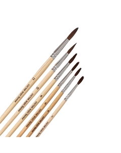 Набор кистей для рисования, белка, 6 штук: № 2, 4, 6, 8, 10, 12,, круглые, деревянная ручка, международный размер Calligrata