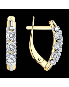 Серьги из желтого золота с фианитами Sokolov