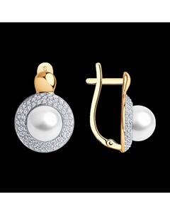 Серьги из золота с жемчугом и фианитами Sokolov