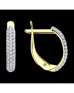 Серьги из желтого золота с фианитами Sokolov