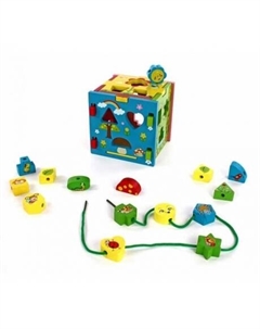 Кубик "Радужный" (конструктор, сортер, шнуровка) . 76644 Mapacha