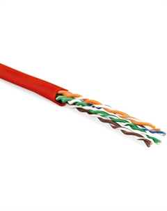 Кабель витая пара U/UTP 5e кат. 4 пары UUTP4-C5E-P24-IN-LSZH-RD-100 24AWG(7х0.20 мм), медь, многожильный (stranded), внутренний, LSZH, нг(C) Hyperline