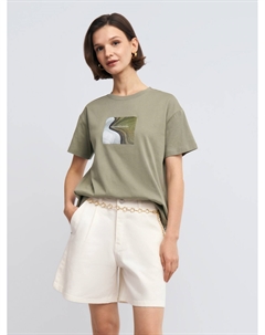 Футболка из хлопка с принтом Zolla