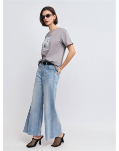 Джинсы силуэта Wide Cropped с высокой посадкой Zolla