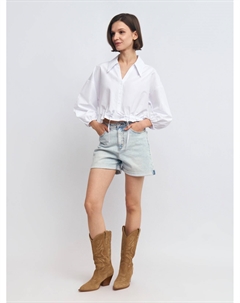 Джинсовые мини шорты Mom с отворотами Zolla