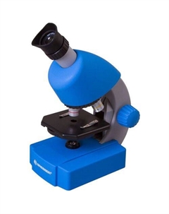 Микроскоп Junior световой/оптический/биологический, 40-640x, на 3 объектива, синий Bresser