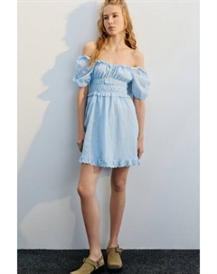 Платье мини хлопковое с оборками Befree