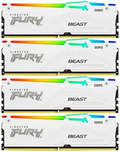 Оперативная память Kingston DDR5 128GB (4x32GB) 5200MHz FURY Beast White RGB XMP (KF552C40BWAK4-128)