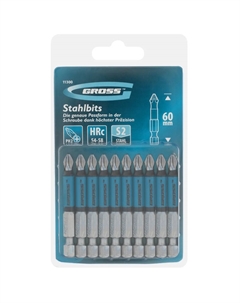 Набор бит 11300 PH2х60, сталь S2, 10 шт. Gross