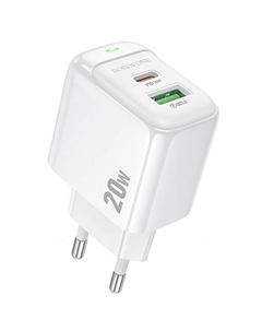 Сетевое зарядное устройство Borofone Potential BAS44A 20 Вт, USB, EU, USB type-C, Quick Charge, PD, белый (6941991113840)