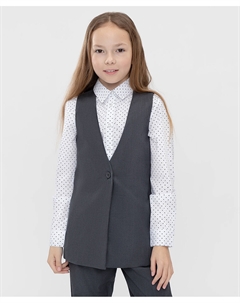 Жилет удлиненный с одной пуговицей серый Button blue