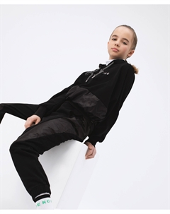 Худи с отделкой из нейлона чёрное для девочки Gulliver