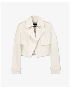 Жакет укороченный из экокожи без застежки белый Glvr