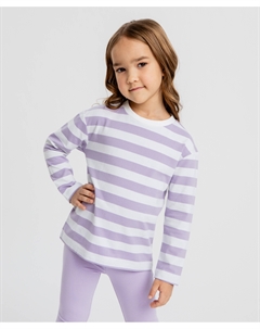 Лонгслив базовый оверсайз в полоску для девочки Button blue