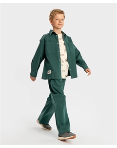 Брюки прямые Straight fit с поясом на резинке зеленые детские Button blue