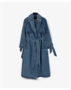 Плащ с запахом из вареного денима голубой Glvr