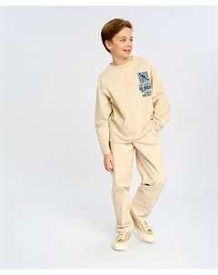 Брюки чиносы детские молочные с мятым эффектом Button blue