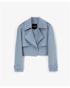 Жакет укороченный из мягкой пальтовой ткани-бибер голубой Glvr