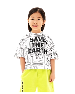 Футболка оверсайз с принтом Спаси Планету белая Gulliver