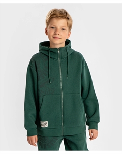 Худи утепленное на молнии с капюшоном и принтом зеленое для мальчика Button blue