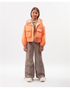 Куртка демисезонная для девочки силуэта умеренный оверсайз коралловая Gulliver