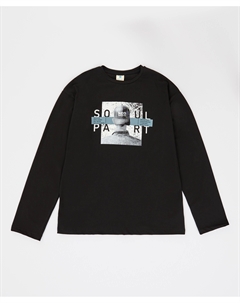 Лонгслив с принтом черный для мальчика Button blue