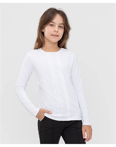 Блузка трикотажная с декоративными вставками белая Button blue