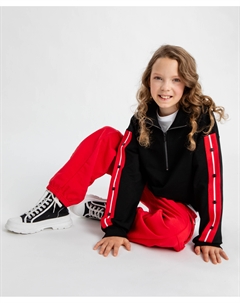 Толстовка с лампасами чёрная для девочки Button blue