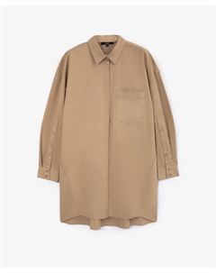 Блузка оверсайз удлиненная О-образной формы бежевая Glvr