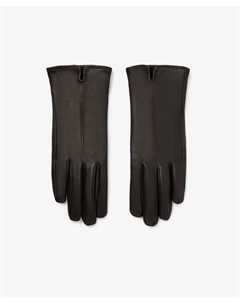 Перчатки из натуральной кожи на велюровой подкладке черные Glvr