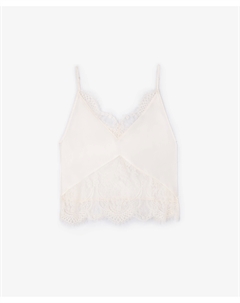 Топ из шелковистой вискозы с кружевом молочный Glvr