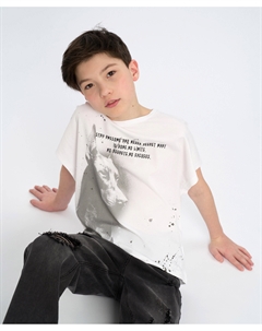 Футболка с коротким рукавом для мальчика белая с принтом Button blue