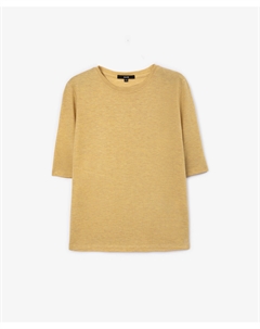 Футболка с коротким рукавом прямой свободной формы из меланжевого трикотажа желтая Glvr