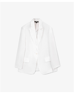 Пиджак льняной прямой свободной формы с одной шлицей сзади белый Glvr