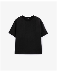 Блузка оверсайз полупрозрачная из ткани с существенным содержанием льна черная Glvr