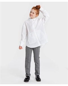 Брюки классические прямые с застроченными стрелками серые Button blue