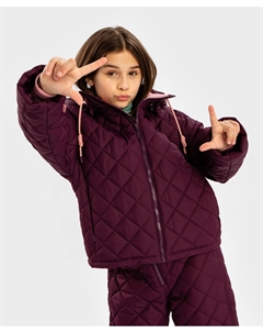 Куртка демисезонная водоотталкивающая со съемным капюшоном темно- фиолетовая для девочки Button blue