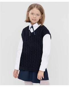 Жилет трикотажный с V-образным вырезом синий Button blue