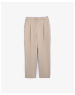 Брюки трикотажные с высокой посадкой зауженные к низу бежевые Glvr